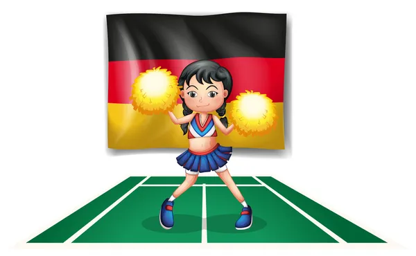 A cheerleader in front of the German flag — Stock Vector