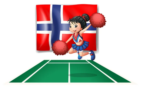 Die norwegische Flagge mit einer Cheerleaderin — Stockvektor