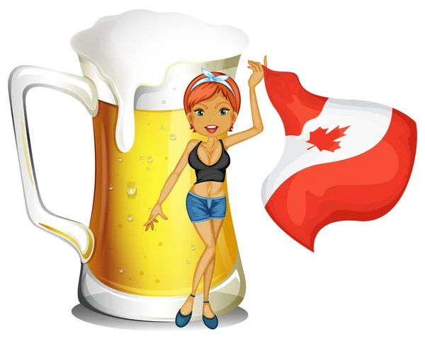 A girl holding the flag of Canada — Stock Vector