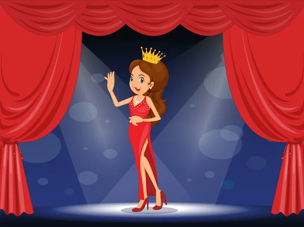 Eine Dame mit Krone auf der Bühne — Stockvektor