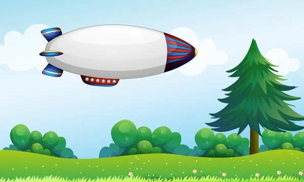 Μια airship πάνω από τους λόφους — Διανυσματικό Αρχείο