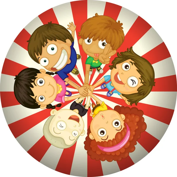 Kids playing inside a circle — Stock Vector