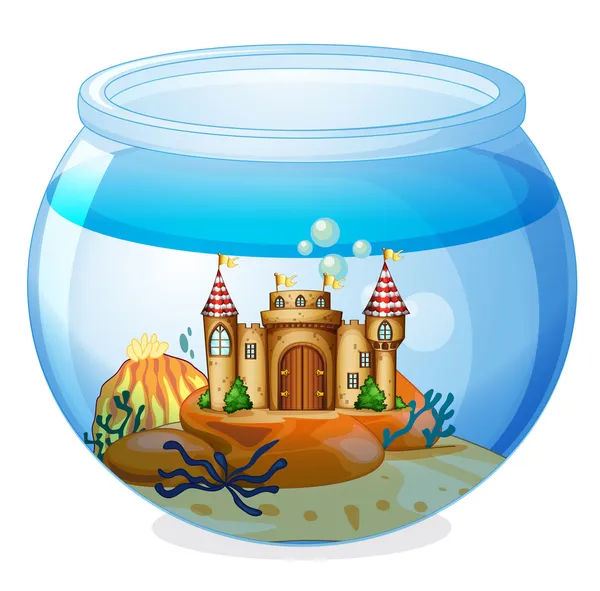 A castle inside the aquarium — Stock Vector