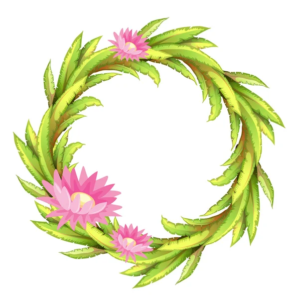 ピンクの花と緑の枠線 — ストックベクタ