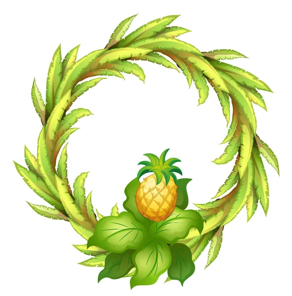 A green border with pineapple — Stock Vector