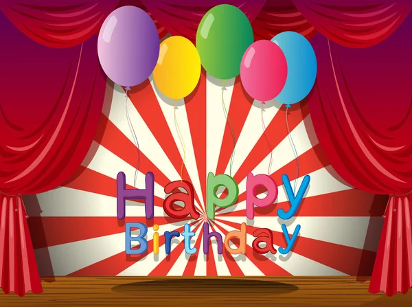 A happy birthday greeting at the stage — Stock Vector