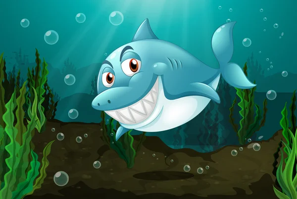 Un tiburón sonriente — Vector de stock