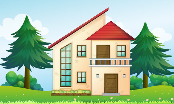 A concrete house at the hill