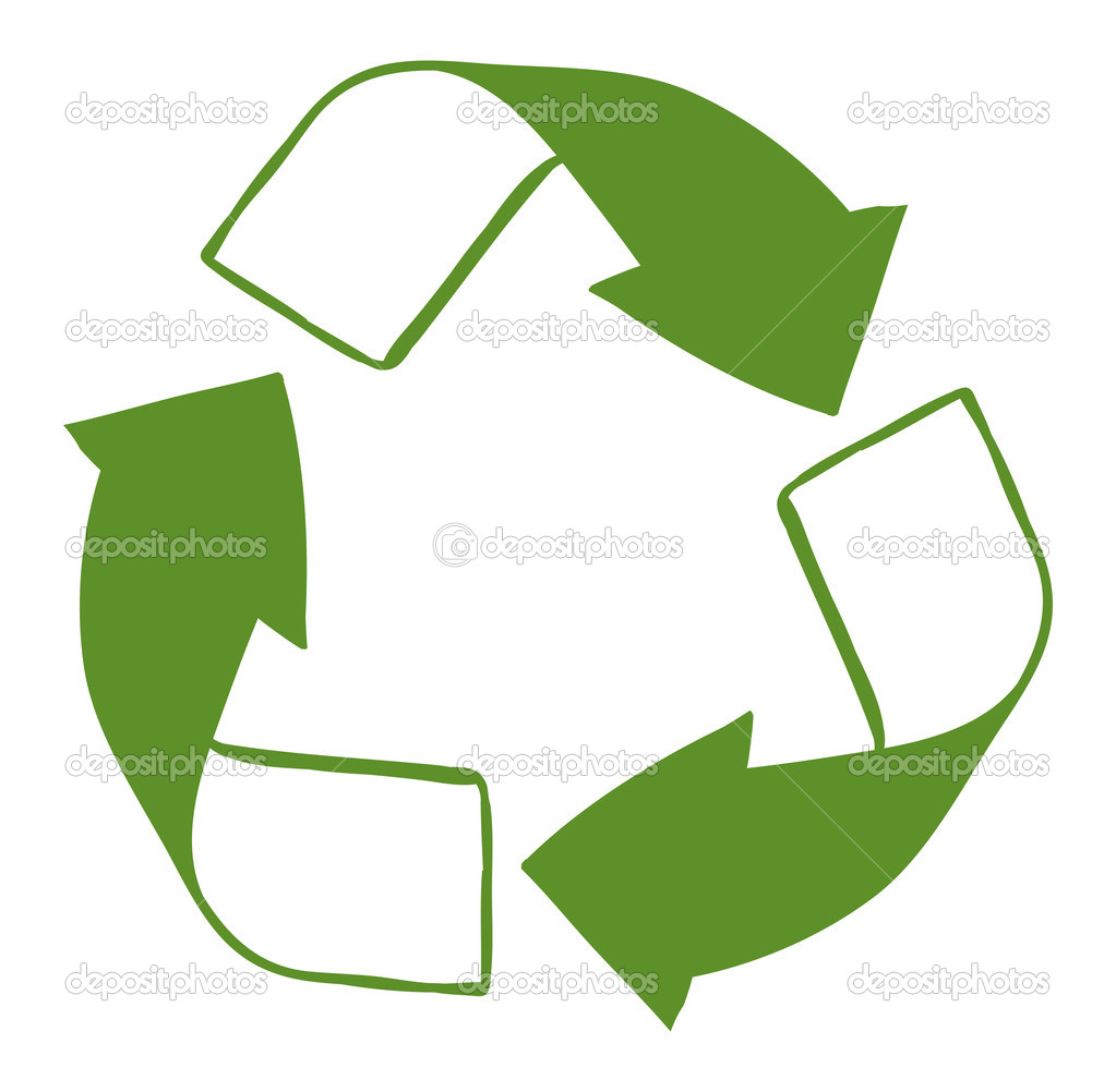 A green recycle sign