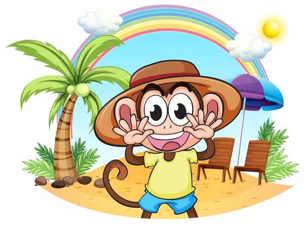 Un singe à la plage — Image vectorielle