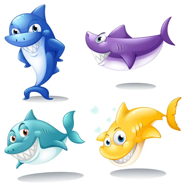 Un grupo de tiburones — Vector de stock