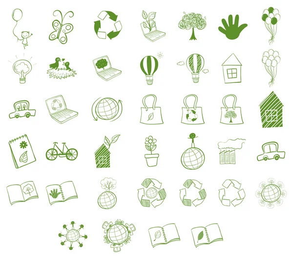 Diferentes objetos ecológicos — Vector de stock