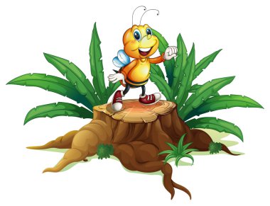 gövde üzerinde gülümseyen bir arı