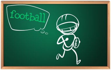futbol oynayan bir boy bir çizim ile bir yazı tahtası