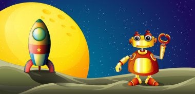 bir robot ve bir uzay gemisi uzay