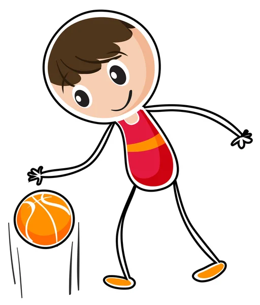 Ein Junge dribbelt einen Ball — Stockvektor