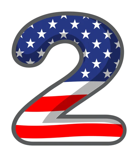 Angka nomor dua dengan simbol USA - Stok Vektor