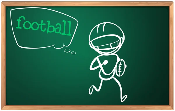 Een bord met een tekening van een jongen voetballen — Stockvector