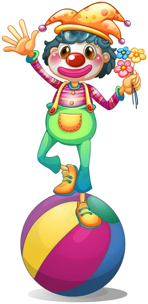 平衡球上面一个小丑 — 图库矢量图片
