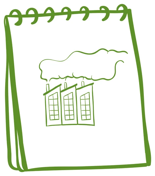 Зеленая тетрадь с изображением фабрики — стоковый вектор