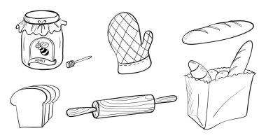 A jam, bread and baking materials clipart