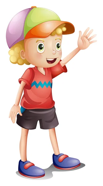 Ένα αγόρι, φορώντας ένα πολύχρωμο καπάκι — Διανυσματικό Αρχείο