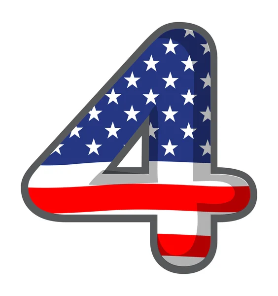 A number four with the USA symbols — Stock Vector