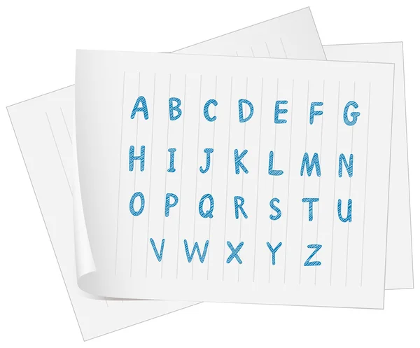 Un papier avec les lettres complètes de l'alphabet — Image vectorielle