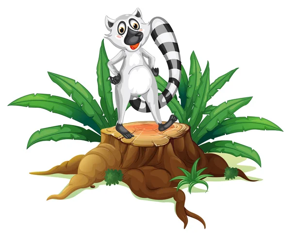 Ein Stamm mit einem Lemur — Stockvektor