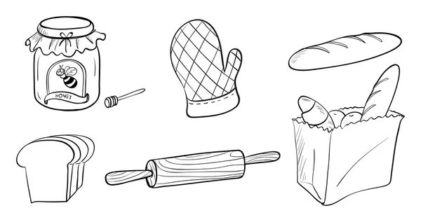 Una mermelada, pan y materiales para hornear — Archivo Imágenes Vectoriales