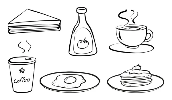 Aliments et boissons pour le petit déjeuner — Image vectorielle