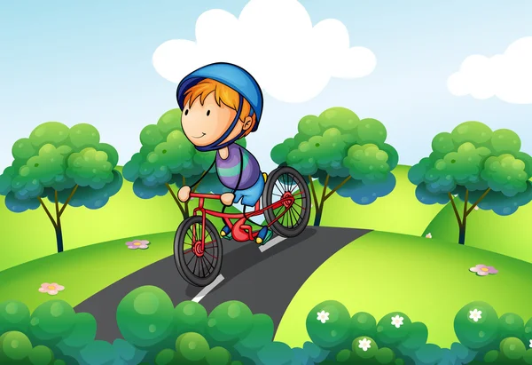 Chlapec, jízda na kole Stock Ilustrace