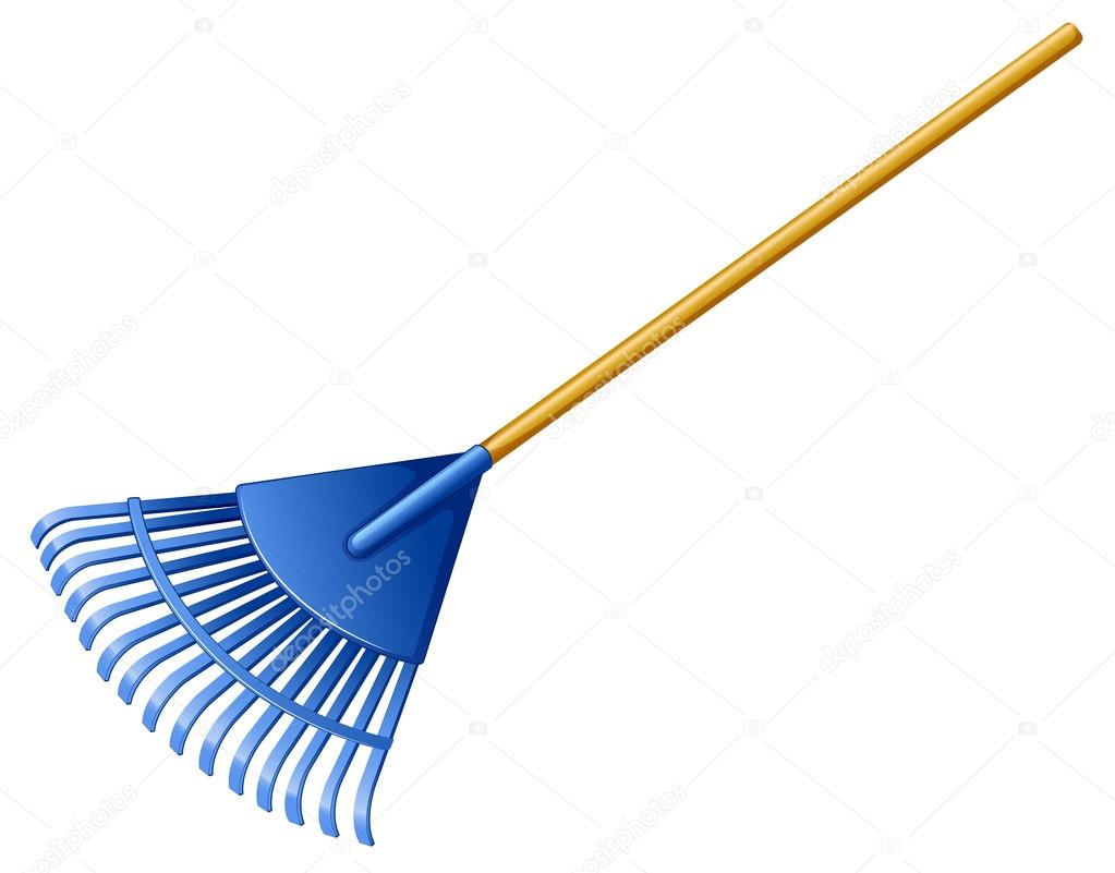 A blue rake