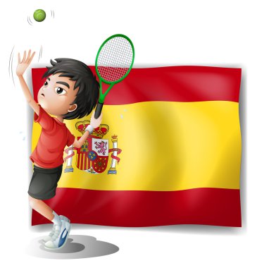İspanyol bayrağı önünde bir tenis oyuncusu