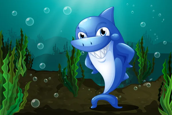 蓝色鲨鱼在海下 — 图库矢量图片
