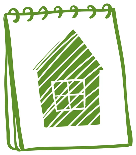 緑の家の図面とグリーン ノート — ストックベクタ