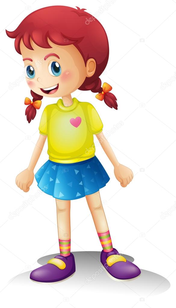 A smiling girl with a colorful dress