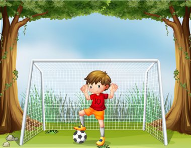A little soccer player in his red uniform vector A little soccer player in his red uniform vector