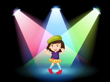 A stage with a young girl dancing clipart