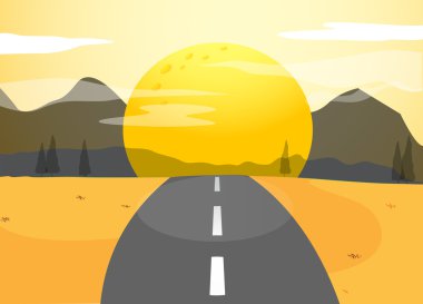 dar bir yol ve gün batımı manzarası