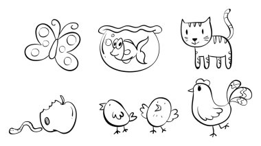 Six different doodle designs vector Six different doodle designs vector