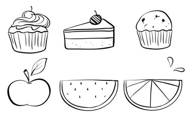 Doodle setleri farklı gıdalar