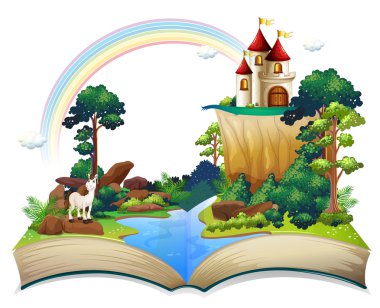 A book with a castle at the forest clipart