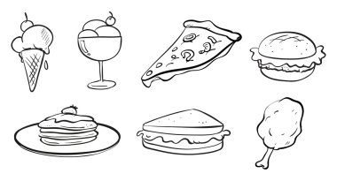 Doodle designs of the different foods vector Doodle designs of the different foods vector