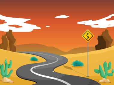 bir çöl eğri yol ile