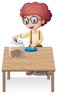 cips kavanoza koyarak bir çocuk