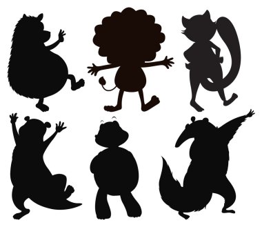 farklı vahşi hayvanların Silhouettes