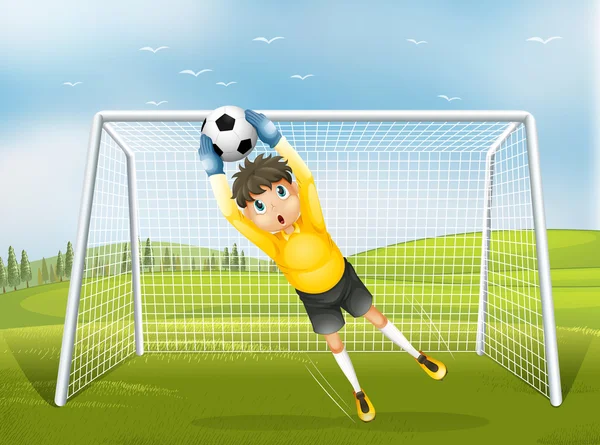 Un receveur de football en uniforme jaune — Image vectorielle