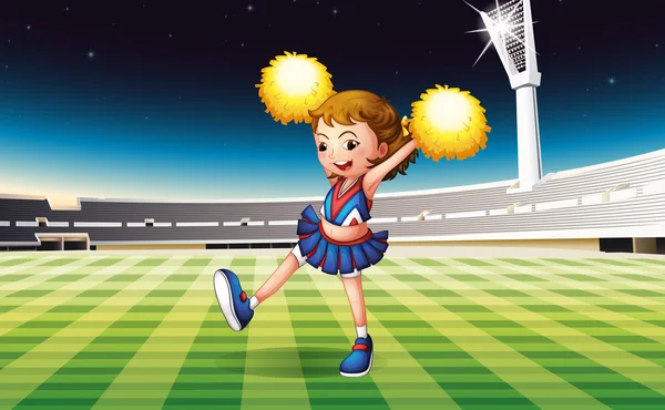 Une pom-pom girl au stade — Image vectorielle