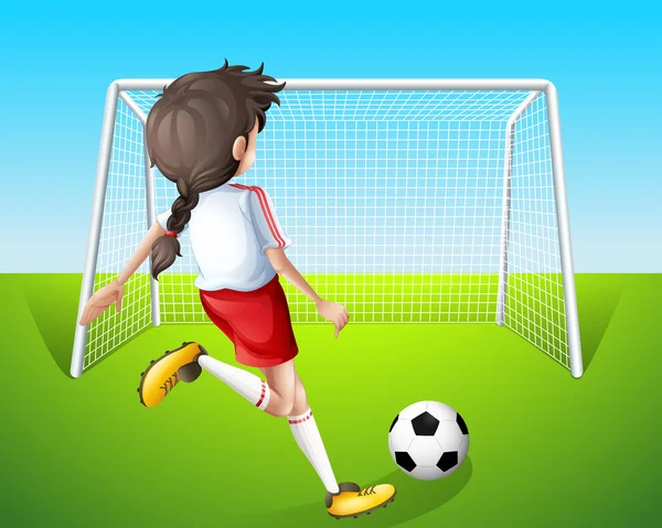 Uma menina praticando futebol —  Vetores de Stock